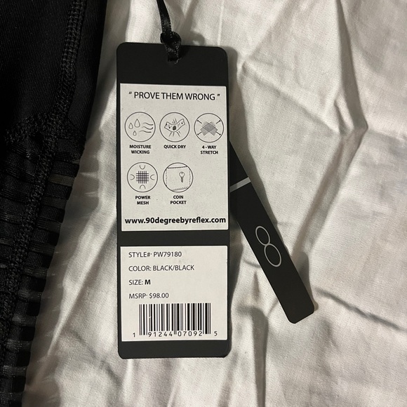 90 Degree by Reflex Black Workout Leggings with Sheer Inserts, Size L, NWT - Picture 4 of 9